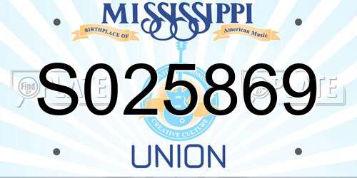 S025869 Mississippi License Plate