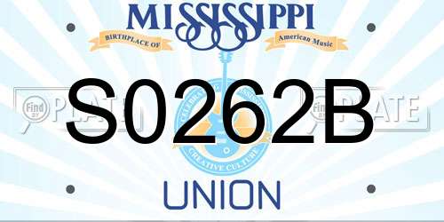 S0262B Mississippi License Plate