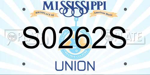 S0262S Mississippi License Plate