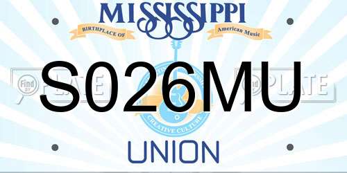S026MU Mississippi License Plate