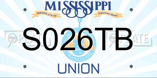 S026TB Mississippi License Plate