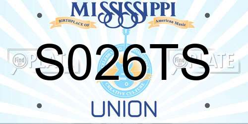 S026TS Mississippi License Plate