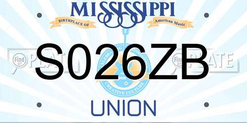 S026ZB Mississippi License Plate