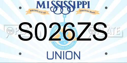S026ZS Mississippi License Plate