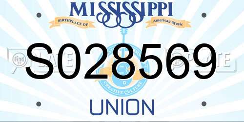 S028569 Mississippi License Plate