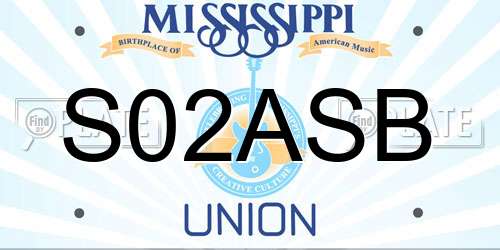 S02ASB Mississippi License Plate