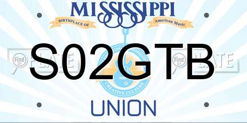 S02GTB Mississippi License Plate