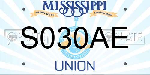 S030AE Mississippi License Plate