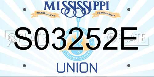S03252E Mississippi License Plate
