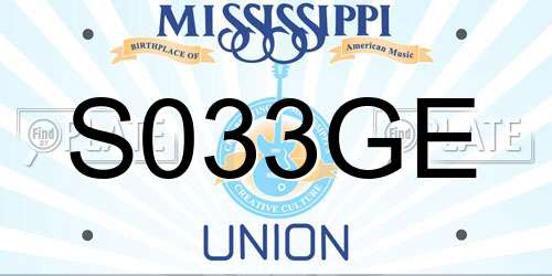 S033GE Mississippi License Plate