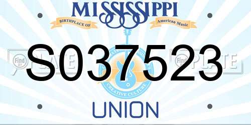S037523 Mississippi License Plate