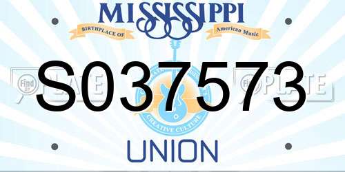 S037573 Mississippi License Plate