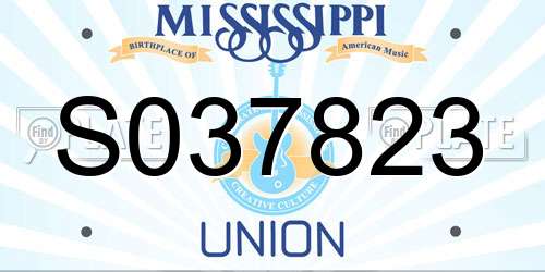S037823 Mississippi License Plate