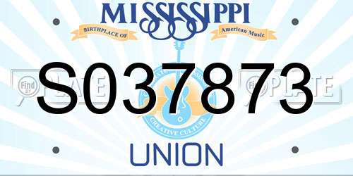 S037873 Mississippi License Plate