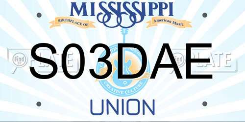 S03DAE Mississippi License Plate