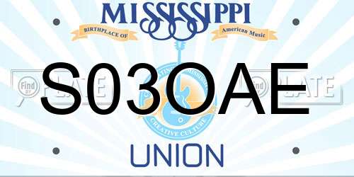 S03OAE Mississippi License Plate