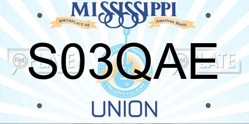 S03QAE Mississippi License Plate