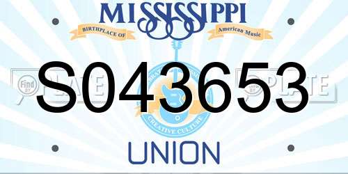S043653 Mississippi License Plate