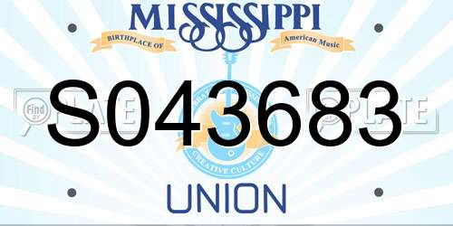 S043683 Mississippi License Plate