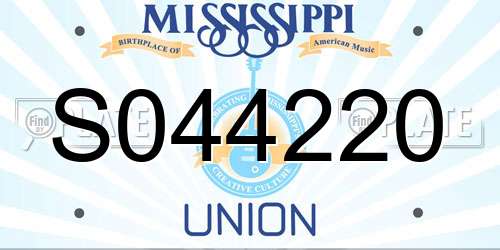 S044220 Mississippi License Plate