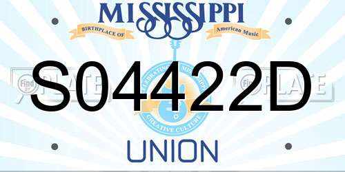 S04422D Mississippi License Plate