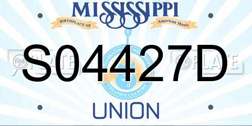 S04427D Mississippi License Plate
