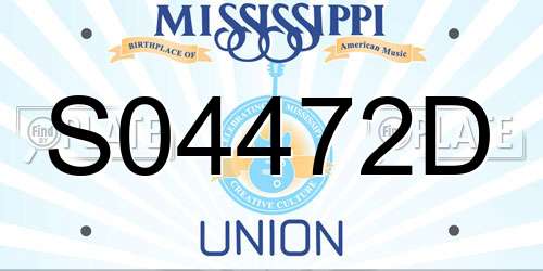 S04472D Mississippi License Plate