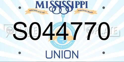 S044770 Mississippi License Plate