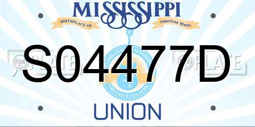 S04477D Mississippi License Plate