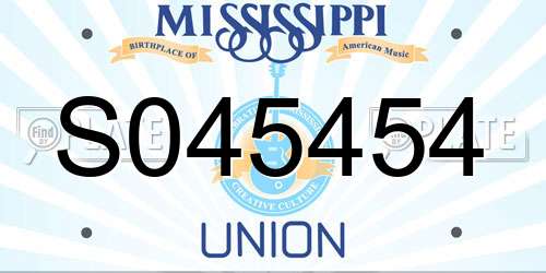S045454 Mississippi License Plate