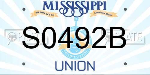 S0492B Mississippi License Plate