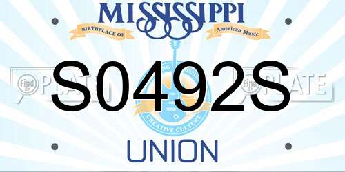 S0492S Mississippi License Plate