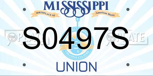 S0497S Mississippi License Plate