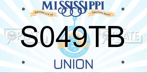 S049TB Mississippi License Plate