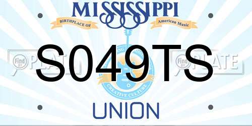 S049TS Mississippi License Plate