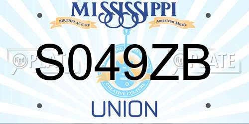 S049ZB Mississippi License Plate