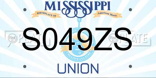 S049ZS Mississippi License Plate