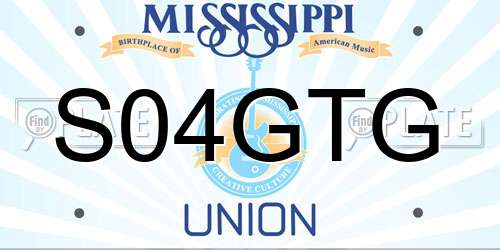 S04GTG Mississippi License Plate