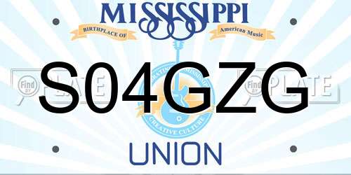 S04GZG Mississippi License Plate