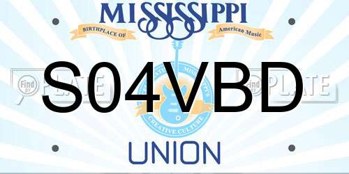 S04VBD Mississippi License Plate