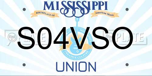 S04VSO Mississippi License Plate