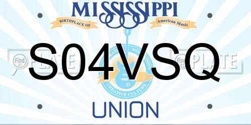 S04VSQ Mississippi License Plate