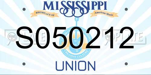 S050212 Mississippi License Plate