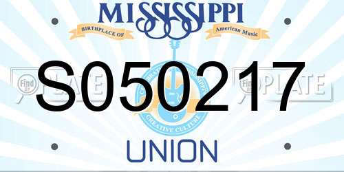 S050217 Mississippi License Plate