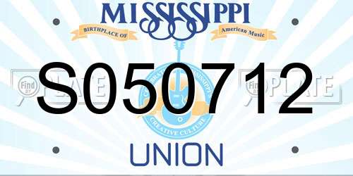 S050712 Mississippi License Plate