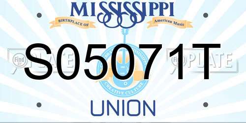 S05071T Mississippi License Plate