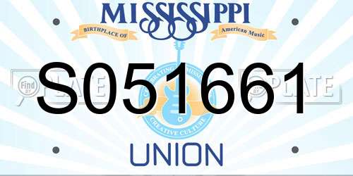 S051661 Mississippi License Plate