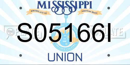 S05166I Mississippi License Plate