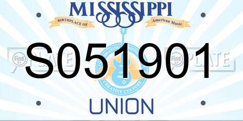 S051901 Mississippi License Plate