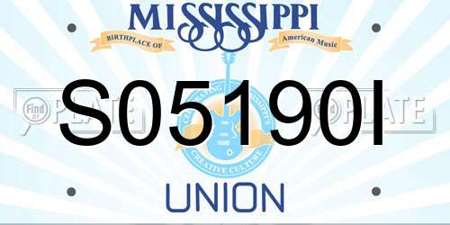 S05190I Mississippi License Plate